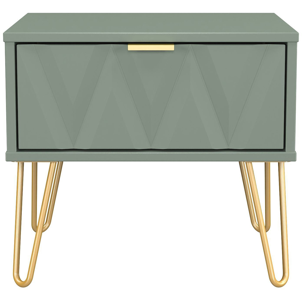 Crowndale Diamond Single Drawer Reed Green Side Table Ready Assembled Image 2