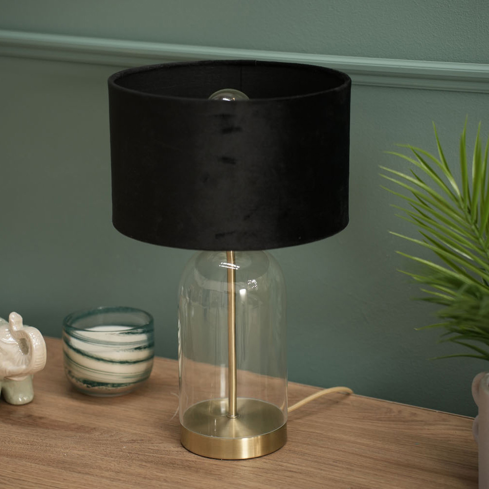 ValueLights Jessy Gold and Black Velvet Shade Glass LED Table Lamp Image 5