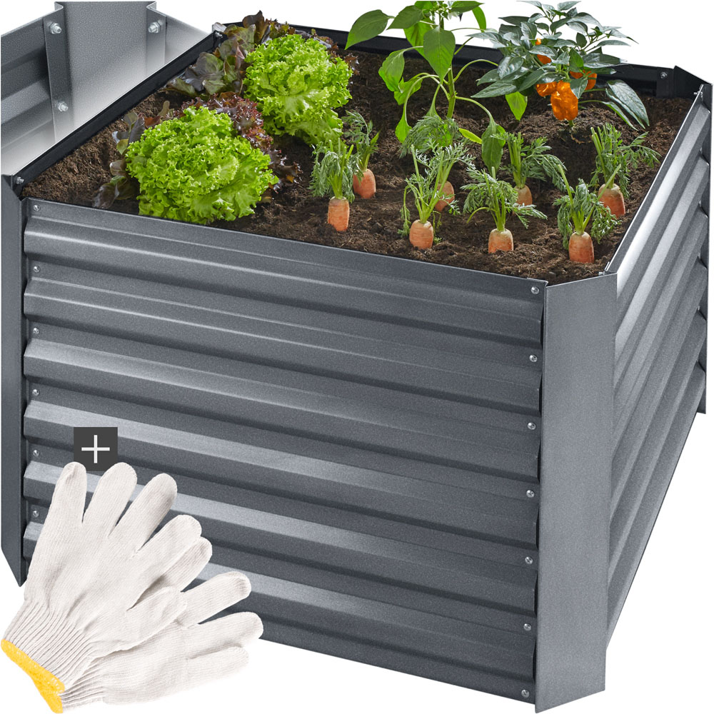 tectake Artemisia 80 x 80cm Grey Galvanised Steel Raised Garden Bed Image 2
