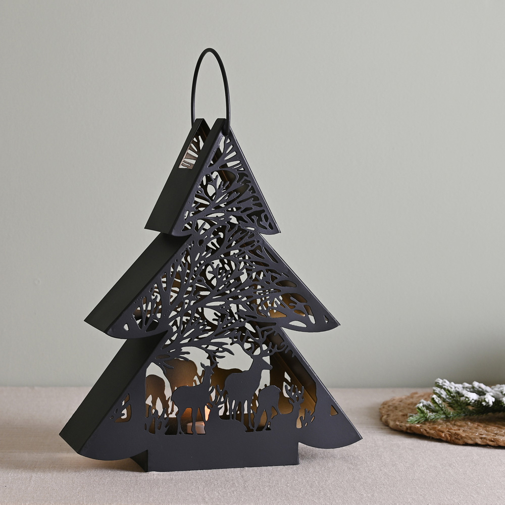 The Christmas Gift Co Black Large Tree Lantern Image 2