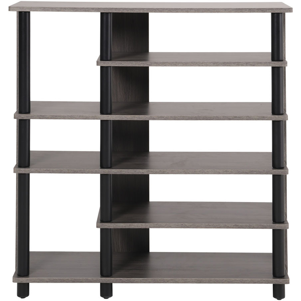 H&O Direct 8 Shelf Brown Wooden Open Style Shoe Rack Image 1