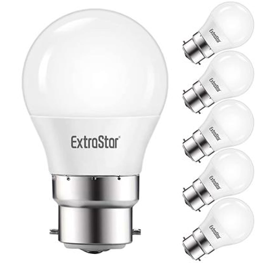 ExtraStar 6 Pack B22 4W Warm White Ball LED Light Bulb Image 1