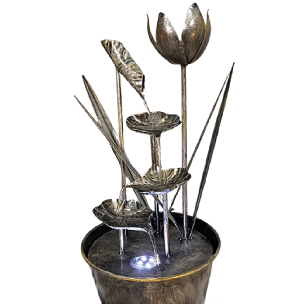 Tranquillity Small Flower Solar Powered LED Water Feature Image 1
