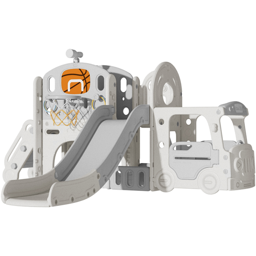 H&O Direct Kids Bus Themed Slide Playset with Basketball Hoop Image 1