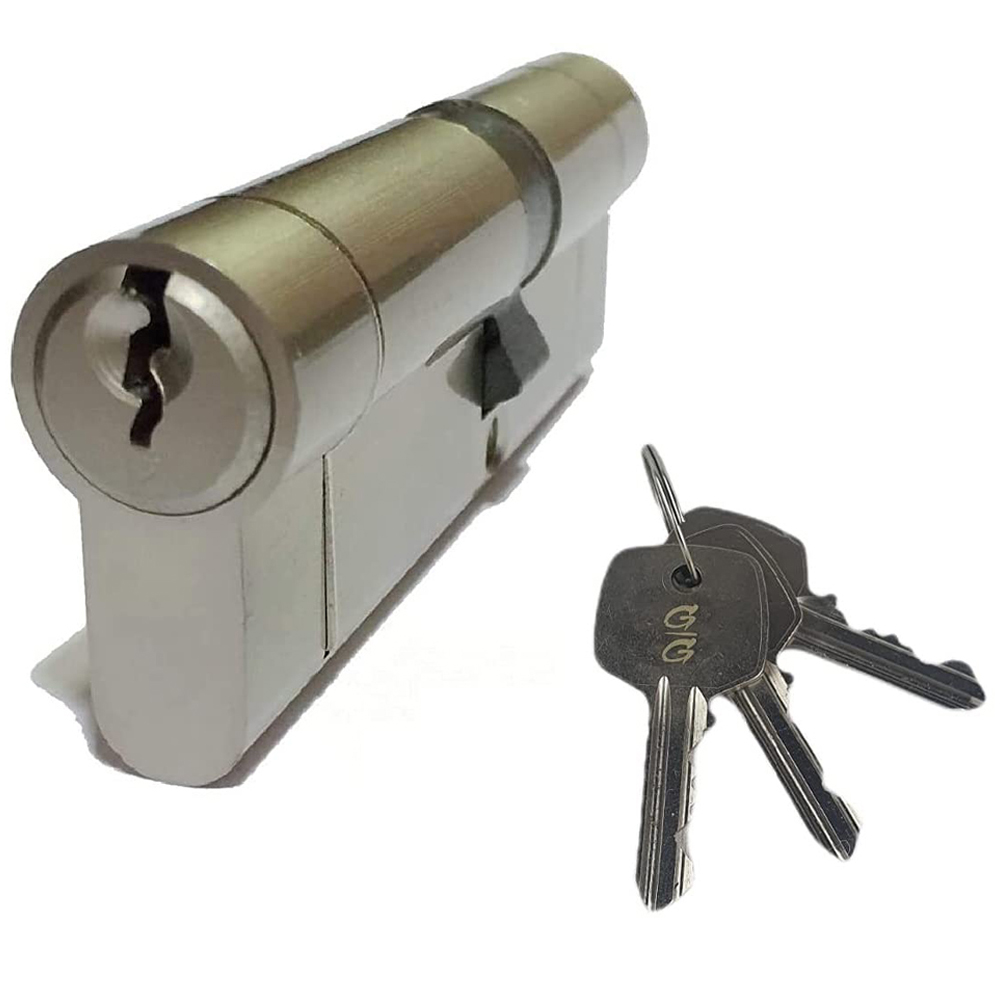 Golden Grace Satin Nickel Door Key Hole Euro Cylinder Lock 60mm Image 1