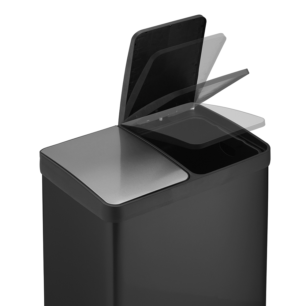 Cooks Professional Dual Recycle Black Kitchen Pedal Bin 60L Image 4