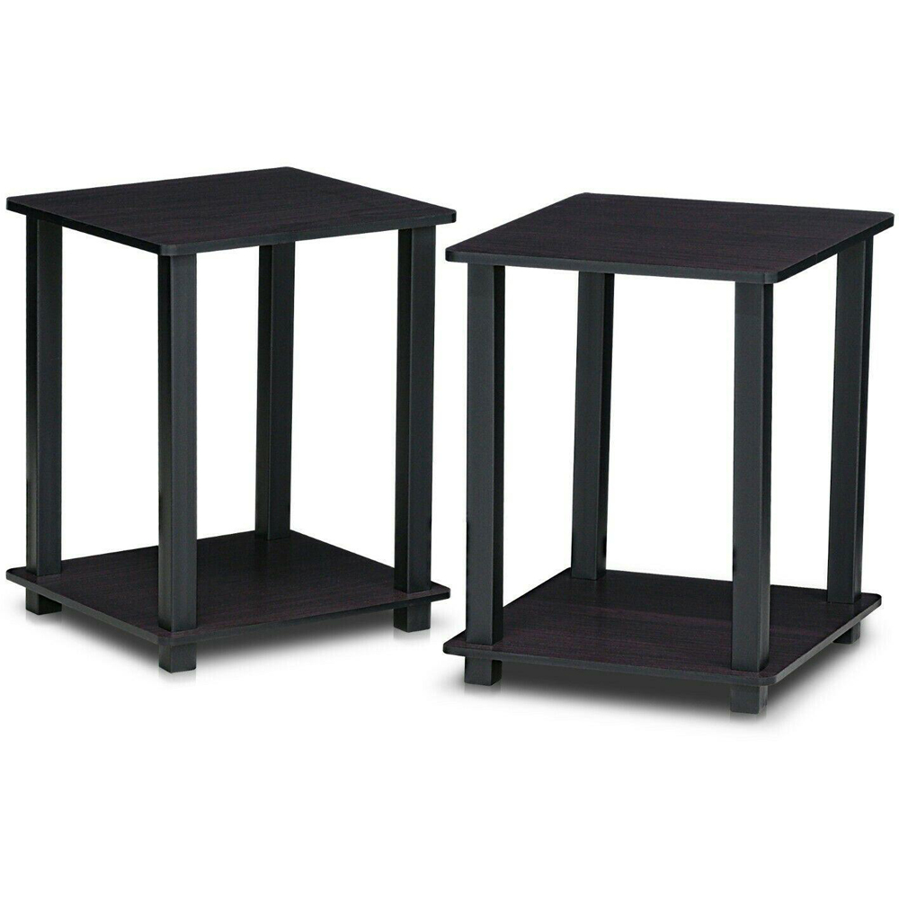 Walplus Simplistic Dark Walnut End Table Set of 2 Image 3