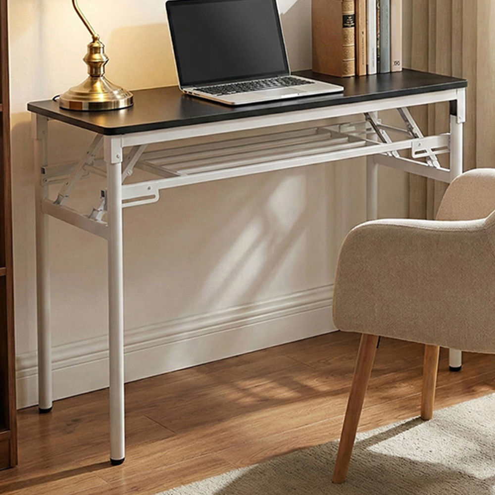 Living and Home Single Shelf Metal Frame Foldable Laptop Desk Black 100cm Image 1