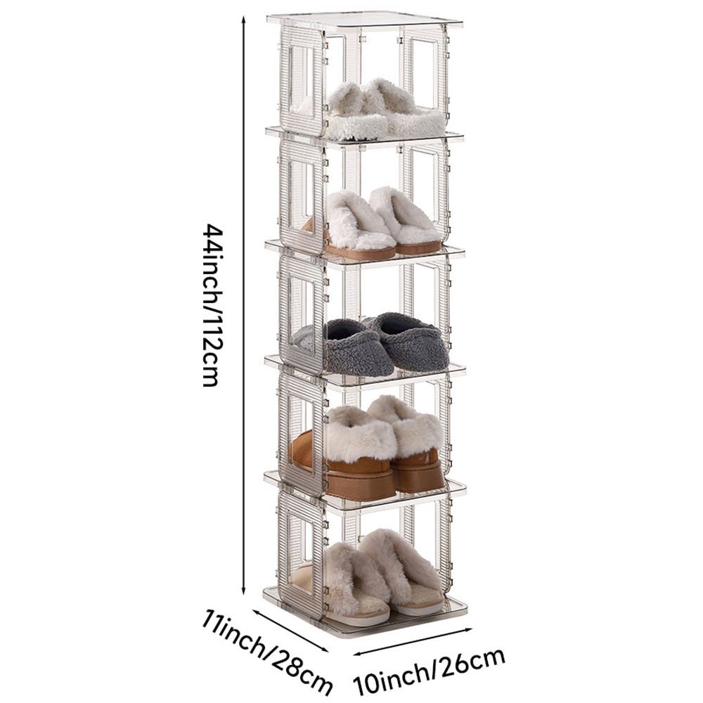 H&O Direct 5 Tier Clear Open Shoe Storage Rack Image 5
