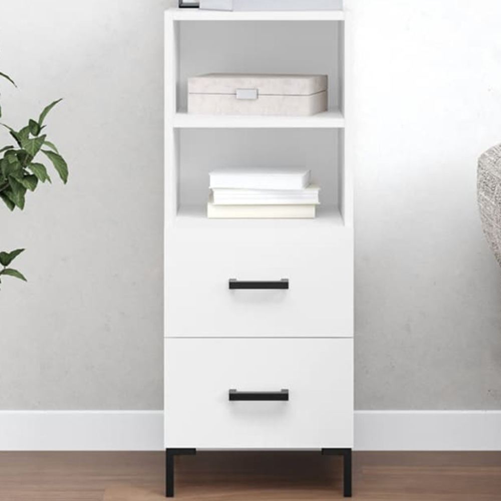 vidaXL 2 Drawer 2 Shelf White Sideboard Image 1