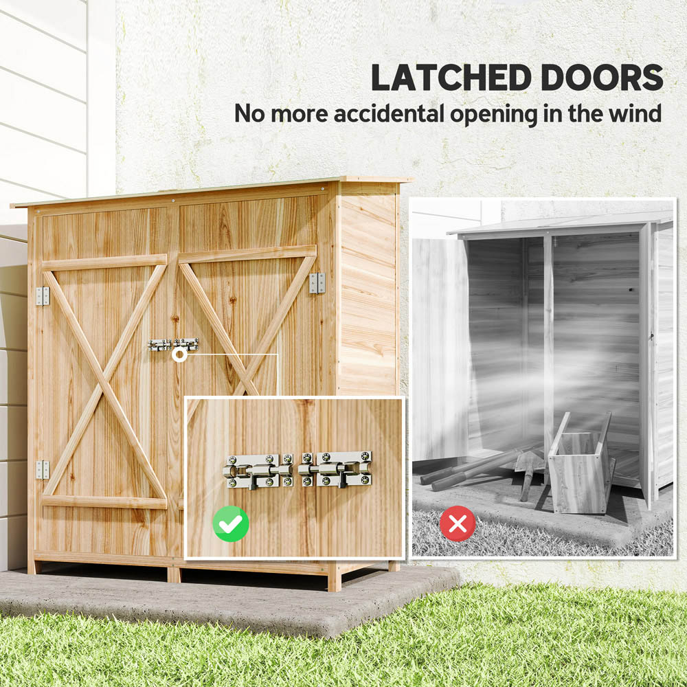 Outsunny 4.7 x 3.9 x 2.1ft Natural Tool Storage Shed with Table Image 6
