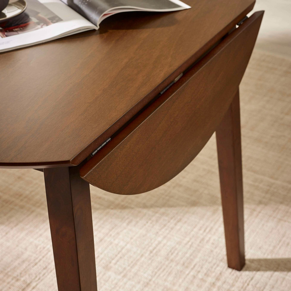 Julian Bowen Coast 4 Seater Walnut Effect Round Drop Leaf Dining Table Image 6