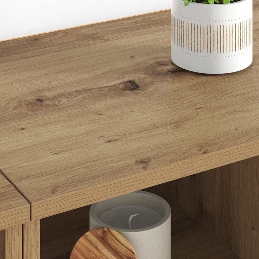 vidaXL 2 Door 2 Open Shelf Artisan Oak Sideboard with Wooden Legs Set of 2 Image 4