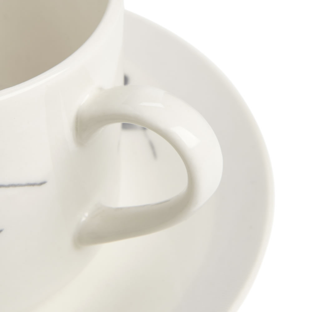 Wilko Cup and Saucer Grey Floral Wilko