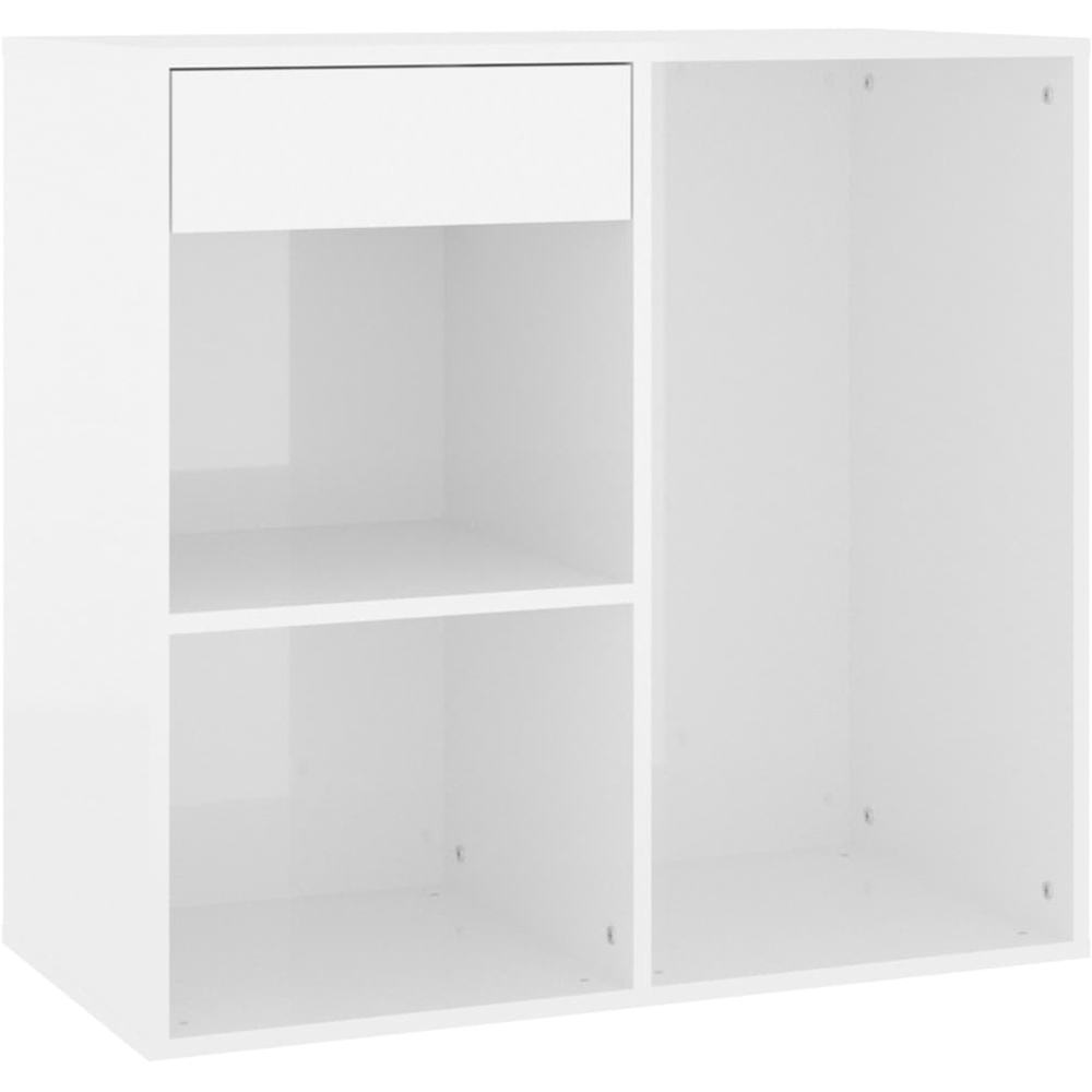 vidaXL Single Drawer 3 Shelf High Gloss White Cosmetic Cabinet Image 3
