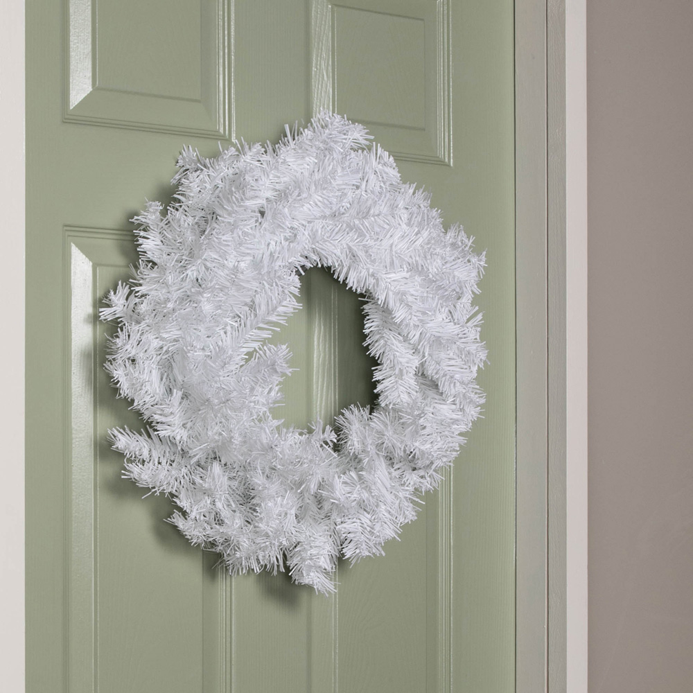 Samuel Alexander Plain White Wreath with PVC Branches 50cm Image 8
