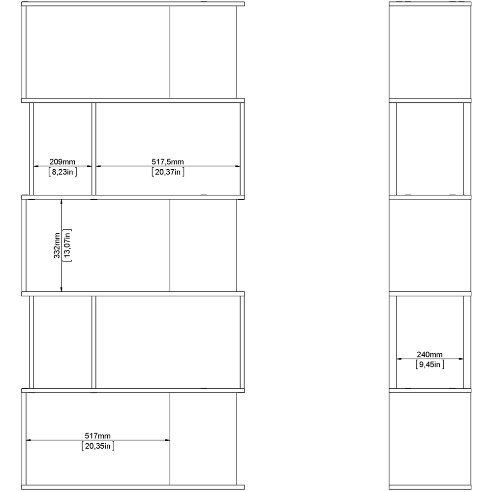 Furniture To Go Maze 5 Shelf Concrete and White Open Bookcase Image 9