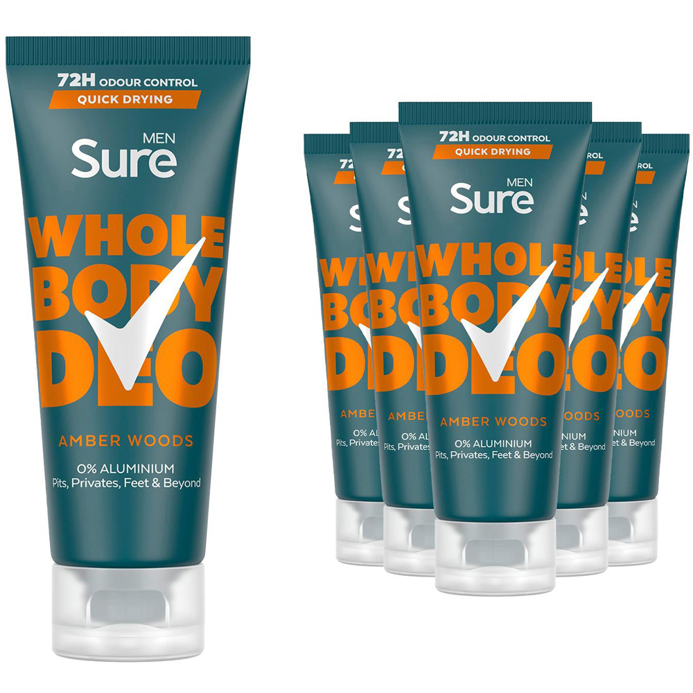 Sure Men Whole Body Amber Woods 72H Odour Control Deodorant Cream 75ml 6 Pack Image 1