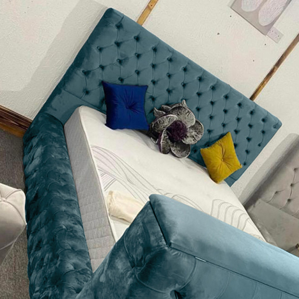 Eleganza Home Arli Double Duck Egg Plush Velvet TV Bed Frame Image 2