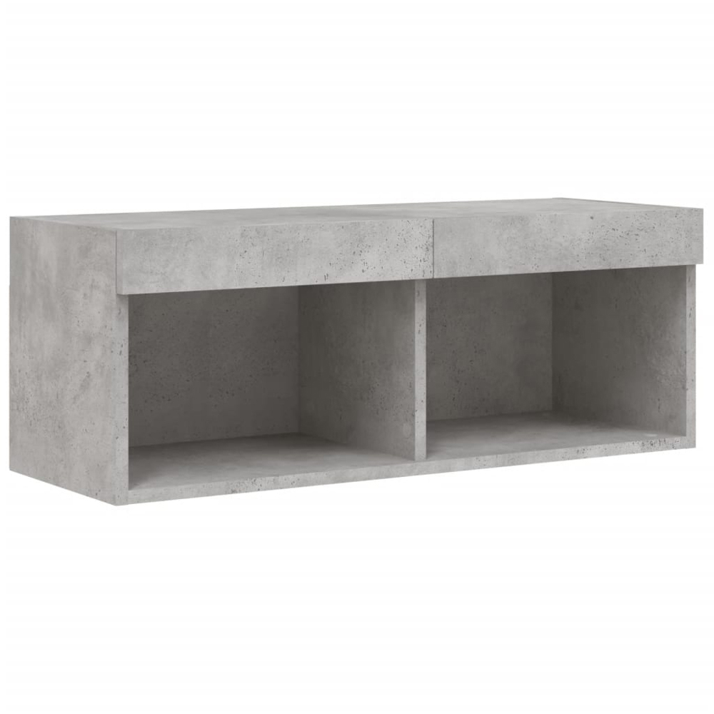 vidaXL 2 Shelf Concrete Grey Wall Mounted TV Cabinet with RGB LED Lights Image 2