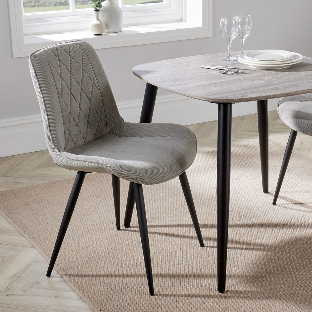 Core Products Aspen Set of 2 Light Grey and Black Diamond Stitch Dining Chair Image 5
