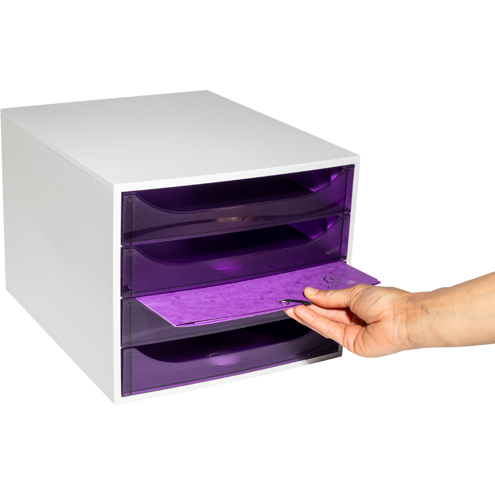 Exacompta EcoBox Linicolor 4 Drawer Purple Desk Organiser Image 3