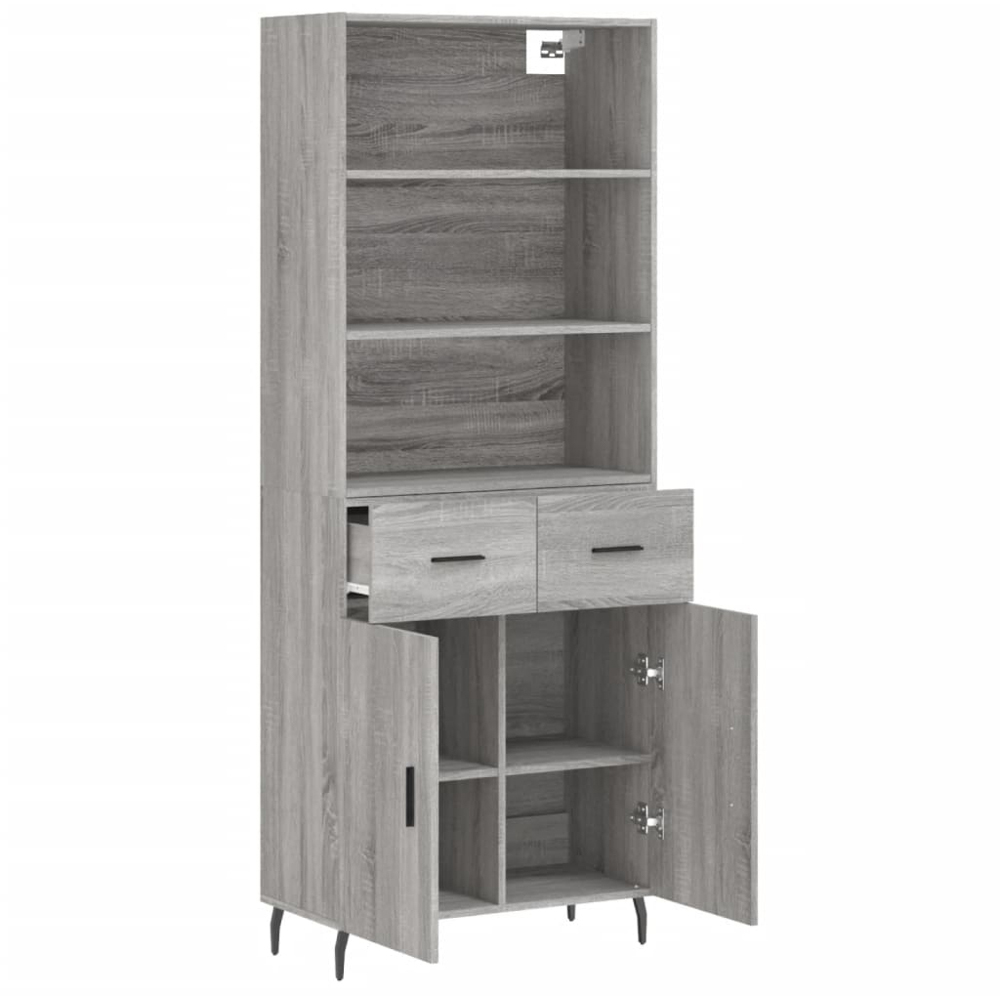 vidaXL 2 Door 2 Drawer 3 Shelf Grey Sonoma Highboard Image 4