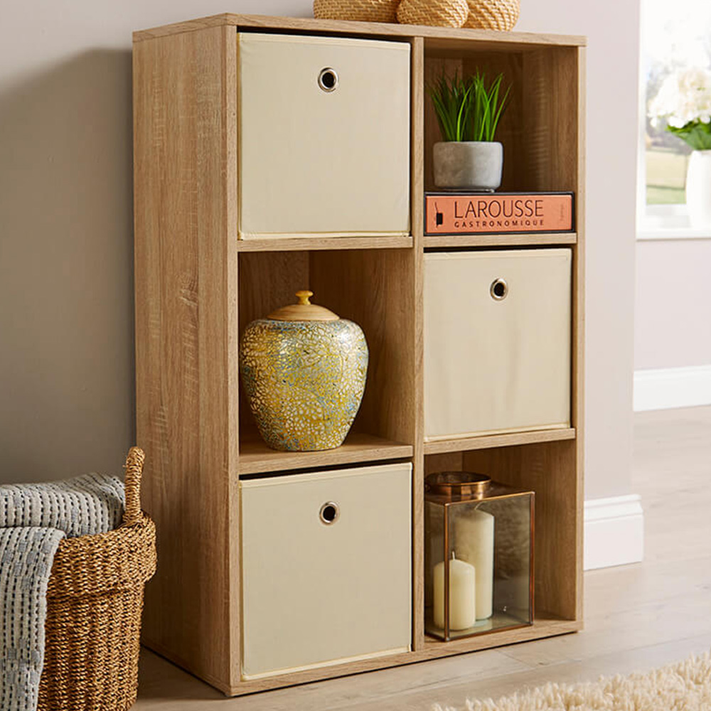 Home Source 6 Cube Oak Storage Bookcase Image 1