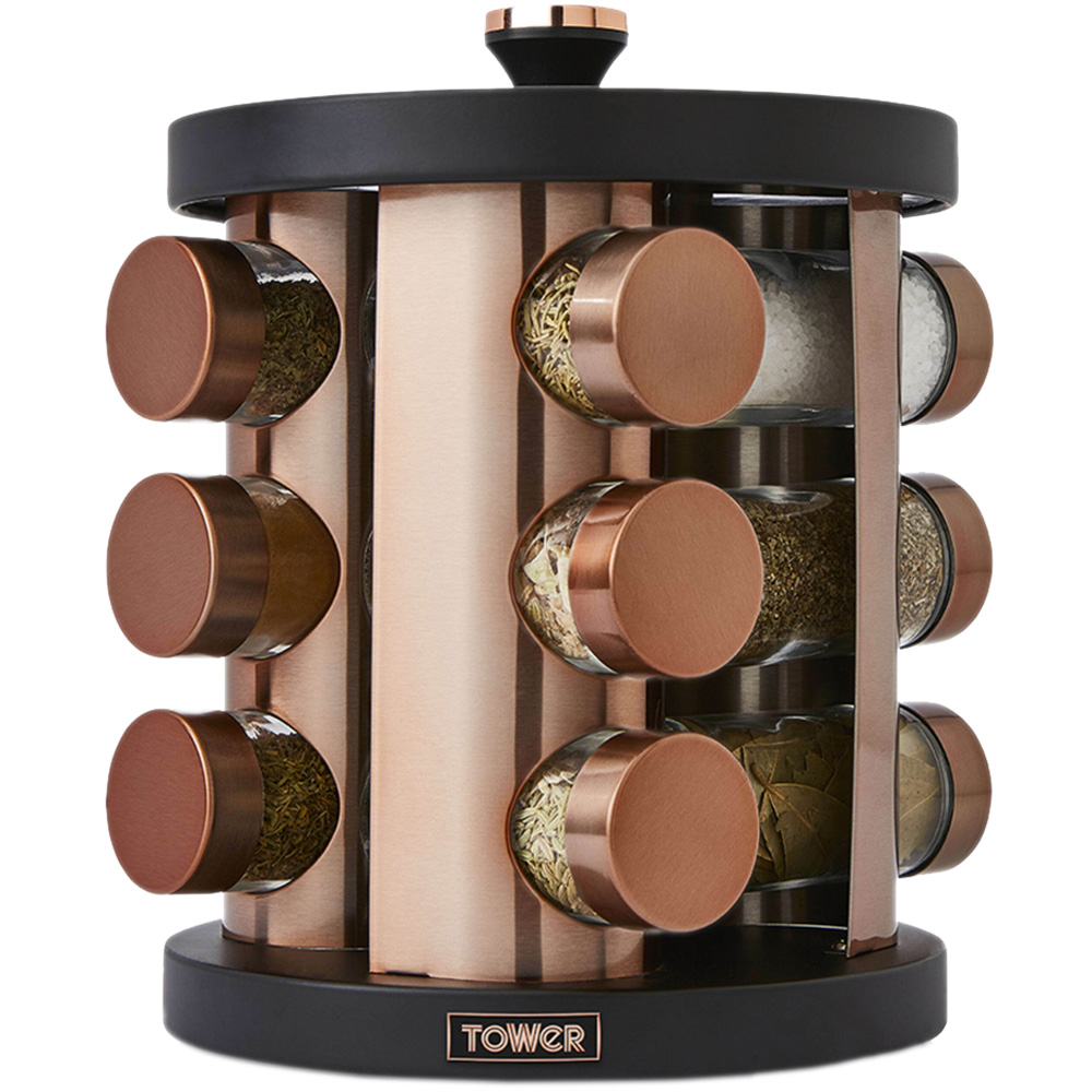 Tower Cavaletto Black 12 Jars Rotating Spice Rack Image 1