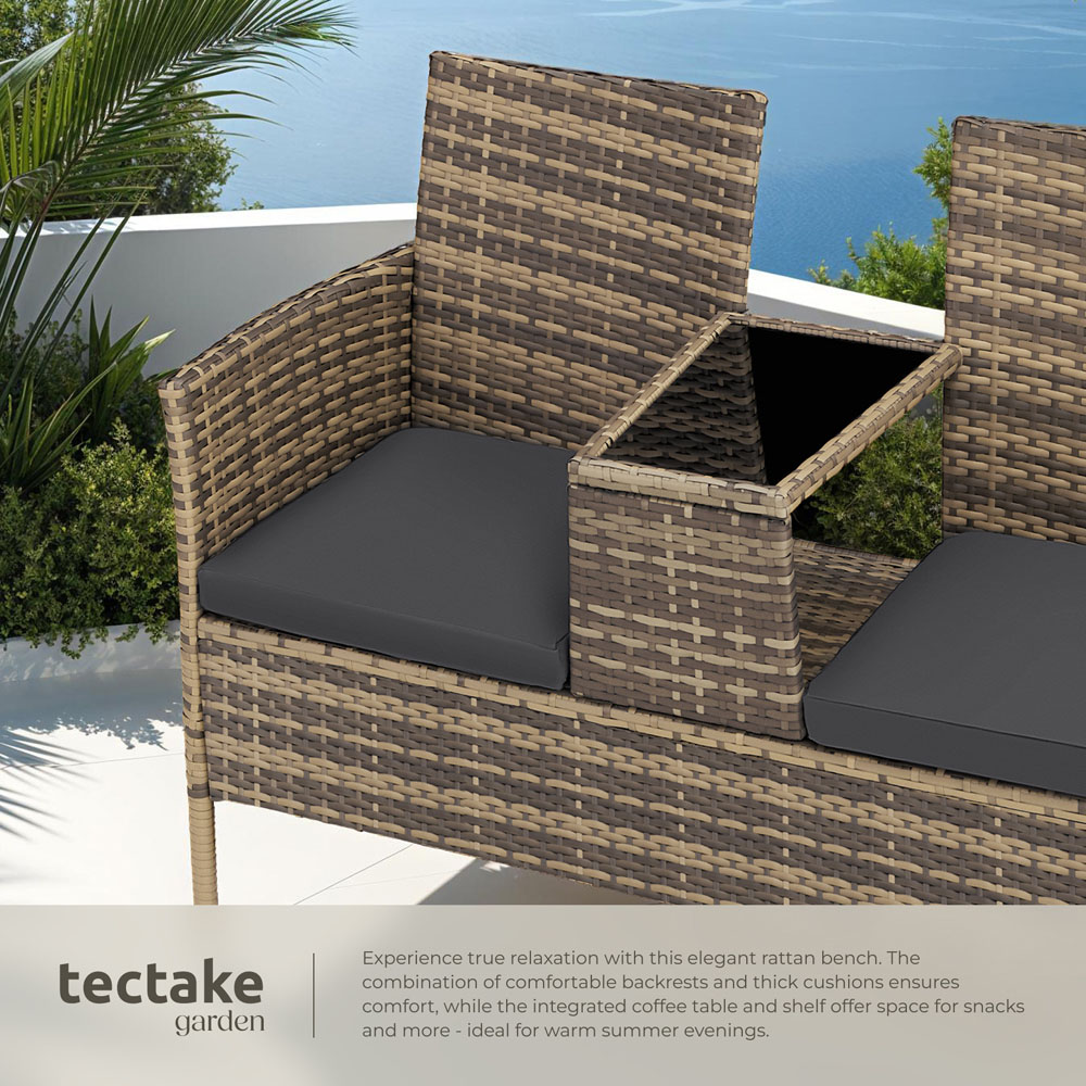 tectake Narbonne 2 Seater Nature and Dark Grey Garden Bench Image 4