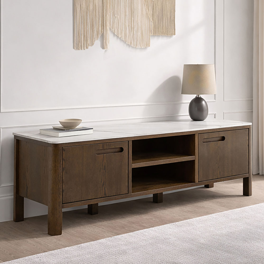 Florence Southampton 2 Door 2 Shelf Ceramic Cream TV Unit Image 1
