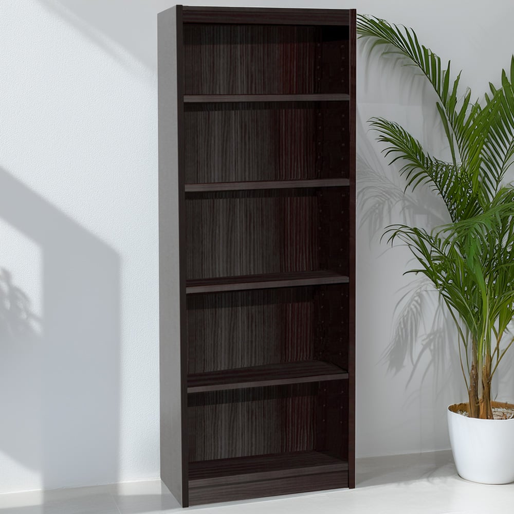 R White Cabinets 5 Shelf Black Wide Tall Bookcase Image 1