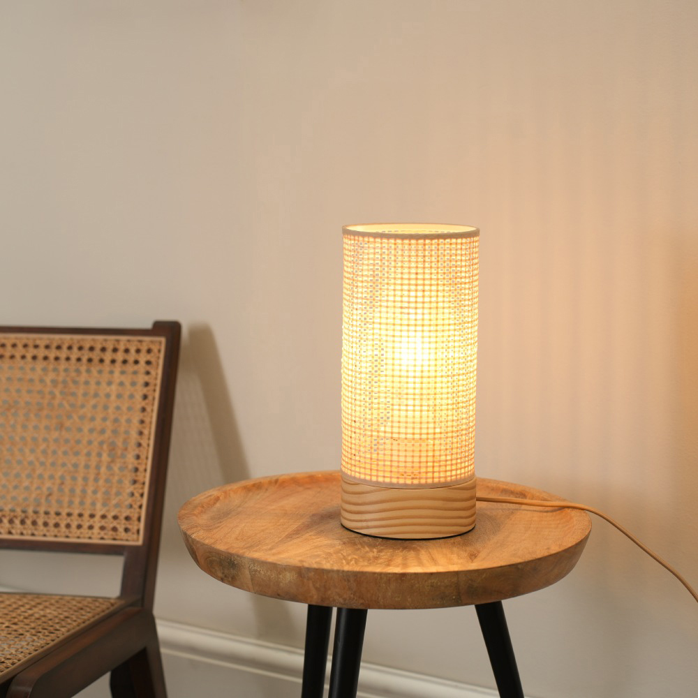 ValueLights Set of 2 Elsa Natural Bamboo Shade Wooden LED Table Lamp Image 2