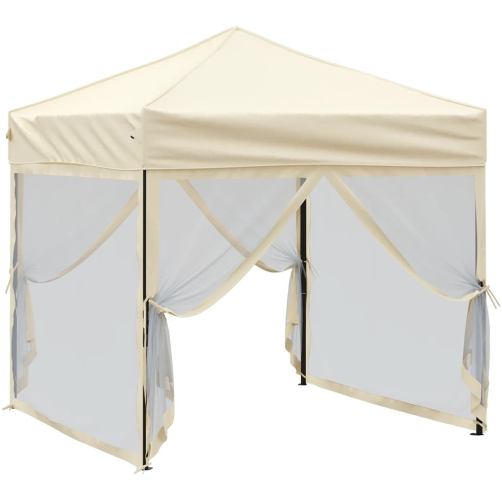 vidaXL 2 x 2m Cream Foldable Party Tent with Sidewalls Image 3