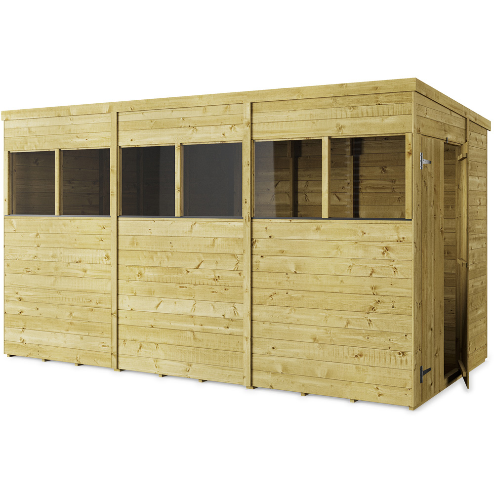 StoreMore 12 x 6ft Double Door Tongue and Groove Pent Shed with Window Image 2