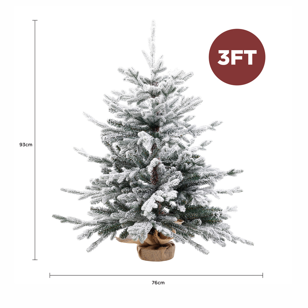 Charles Bentley Luxury Warm White LED Pre-Lit Faux Snowy Christmas Tree 3ft Image 9