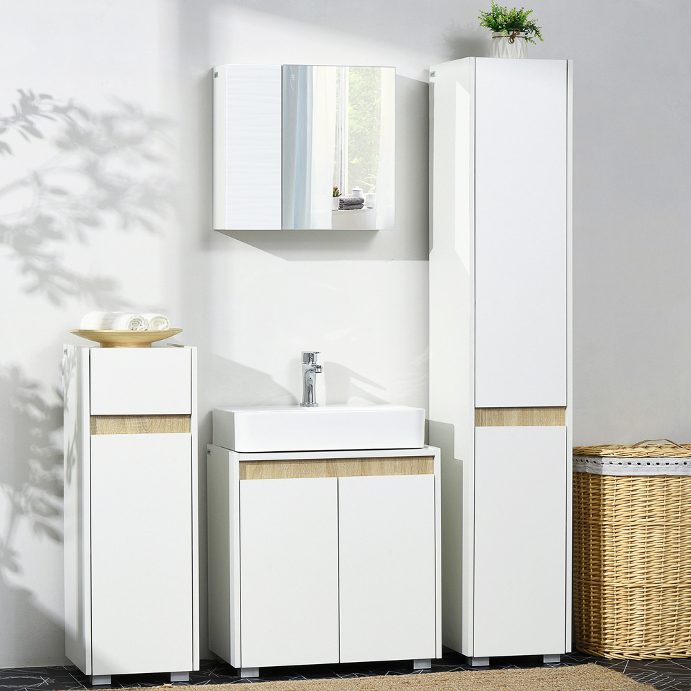 Kleankin 5-TierWhite Tall Adjustable Bathroom Cabinet Image 4