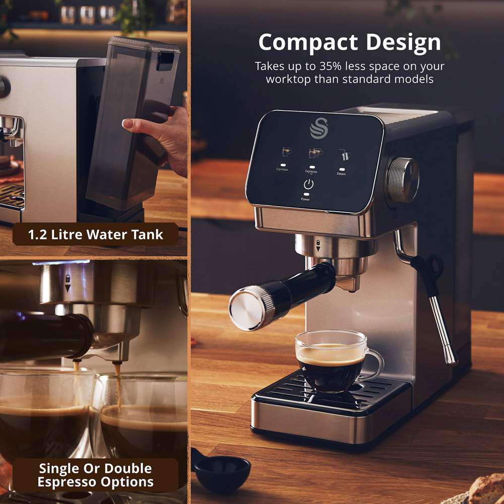 Swan Barista Master Black 1.2L Digital Mini Espresso Coffee Maker with Milk Frother Image 6