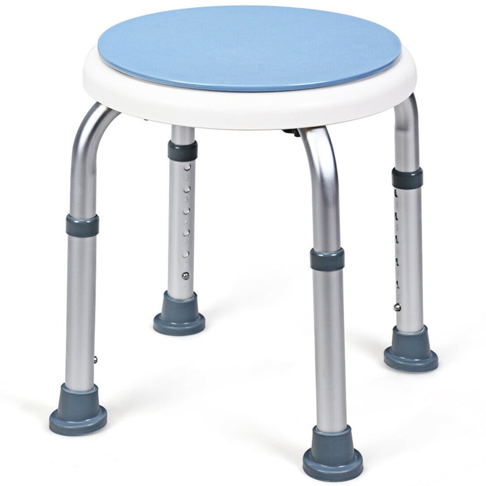 Costway Blue Height Adjustable Bathtub Shower Chair with 360° Rotating Seat Image 4