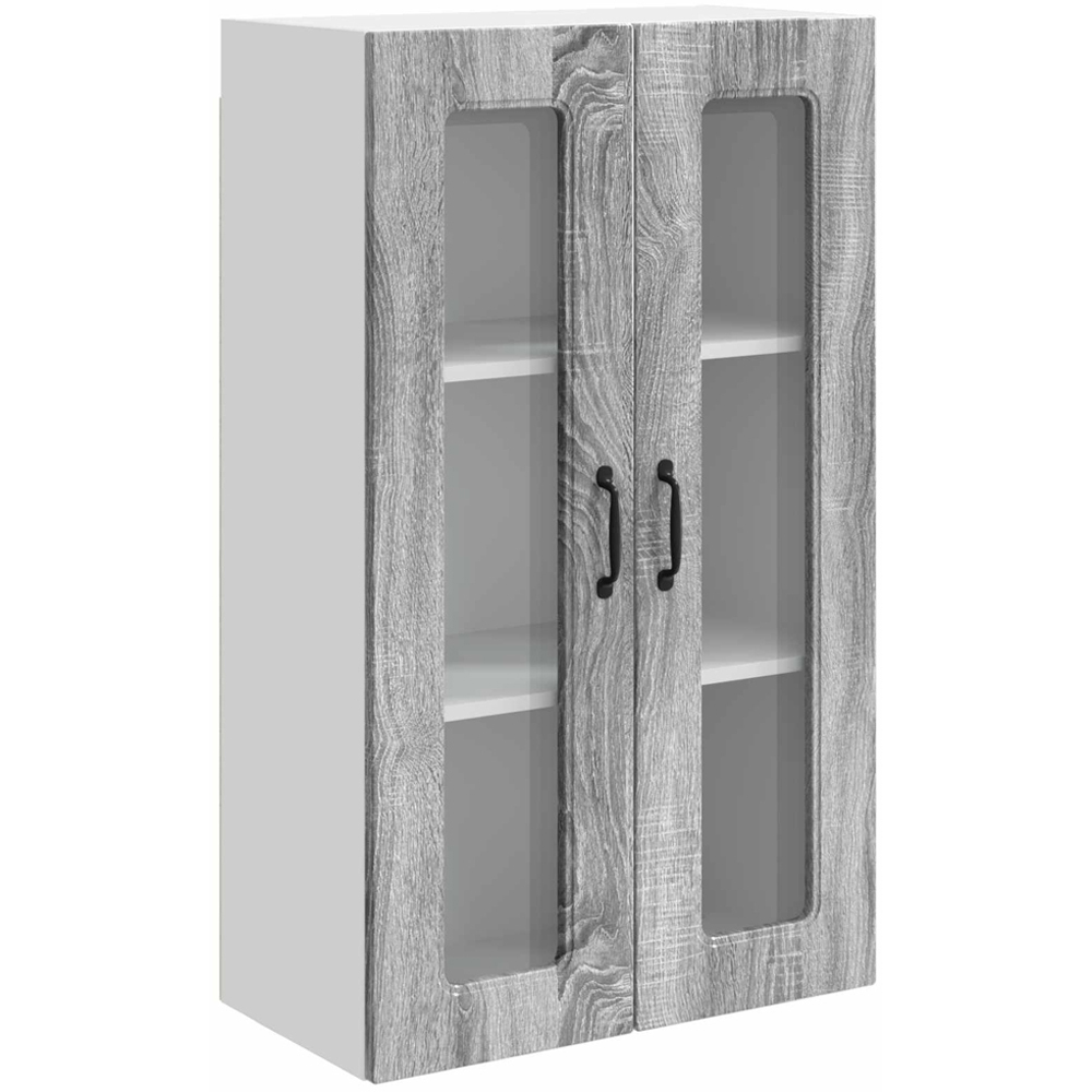 vidaXL 2 Glass Door Grey Sonoma Kitchen Wall Cabinet Image 2