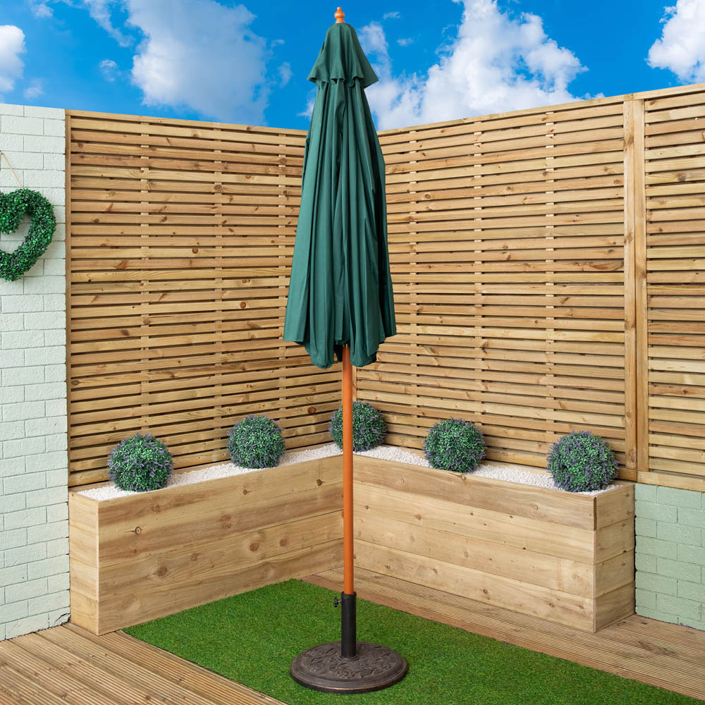 Samuel Alexander Green Wooden Garden Sun Shade Parasol with Carry Bag 2.7m Image 9