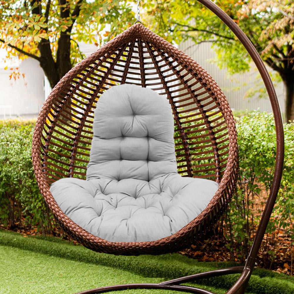 Living and Home Grey Hanging Egg Chair Thick Cushion Image 2