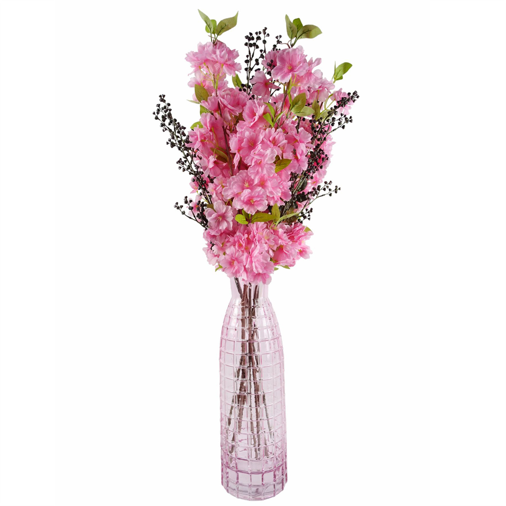Leaf Pink Square Glass Vase 49cm Image 5