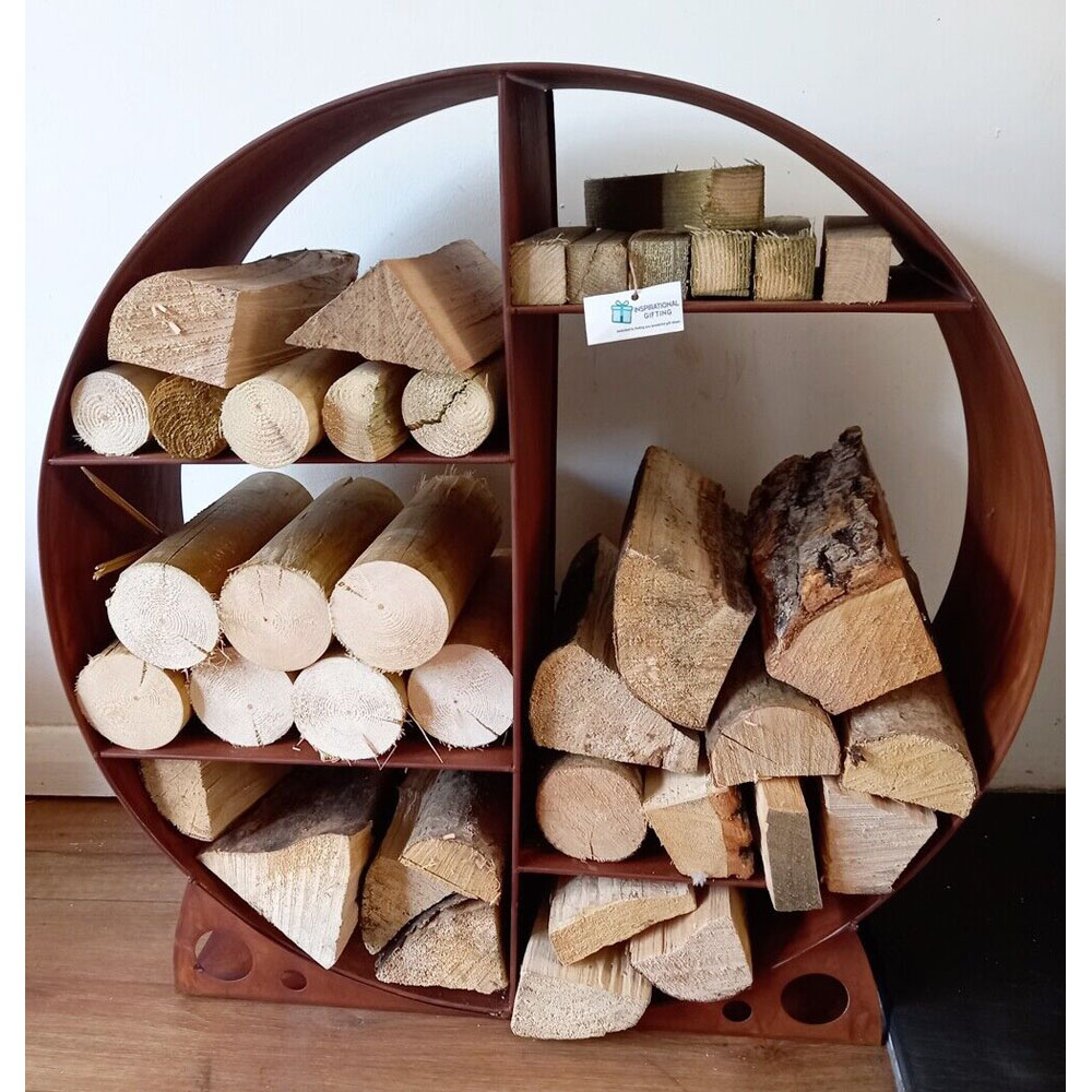 Inspirational Gifting Rustic Round Steel Log Holder 60cm Image 2