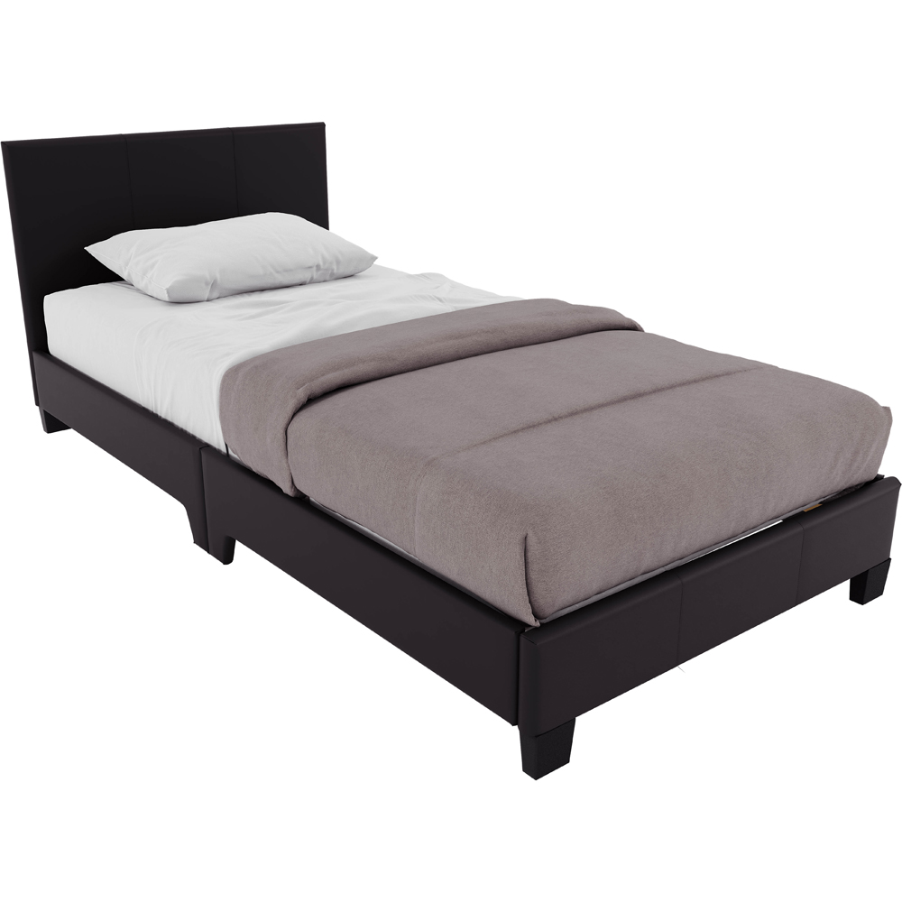 VIDA DESIGNS Lisbon Single Brown Faux Leather Bed with Gel Memory Foam Mattress Image 2
