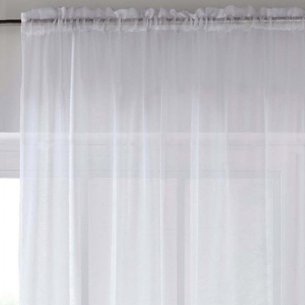 Tyrone Textiles Crystal White Plain Sheer Voile Panel Curtain 140 x 137cm Image 3