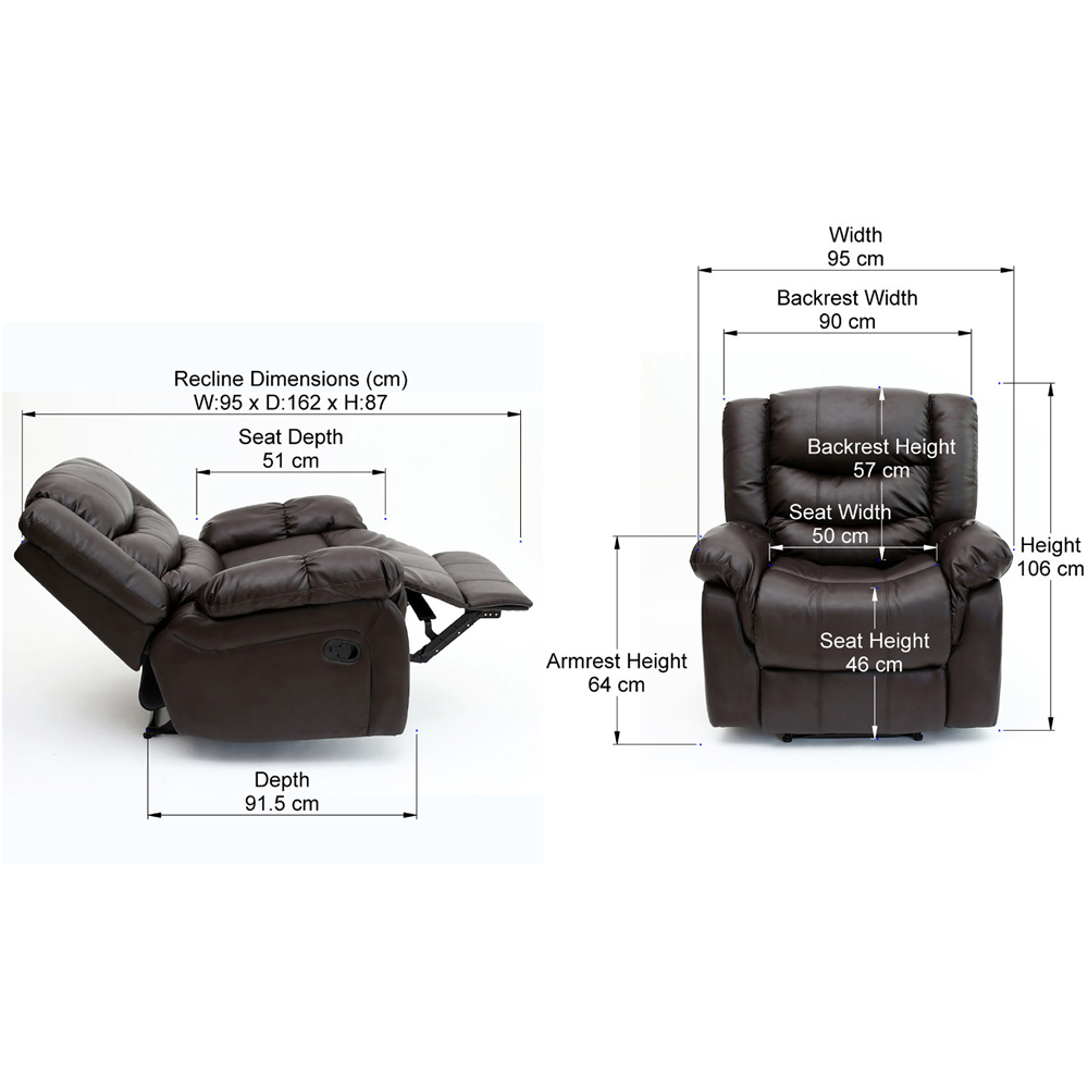 Furniture Online Seattle Brown Bonded Leather Manual Recliner Chair Image 8