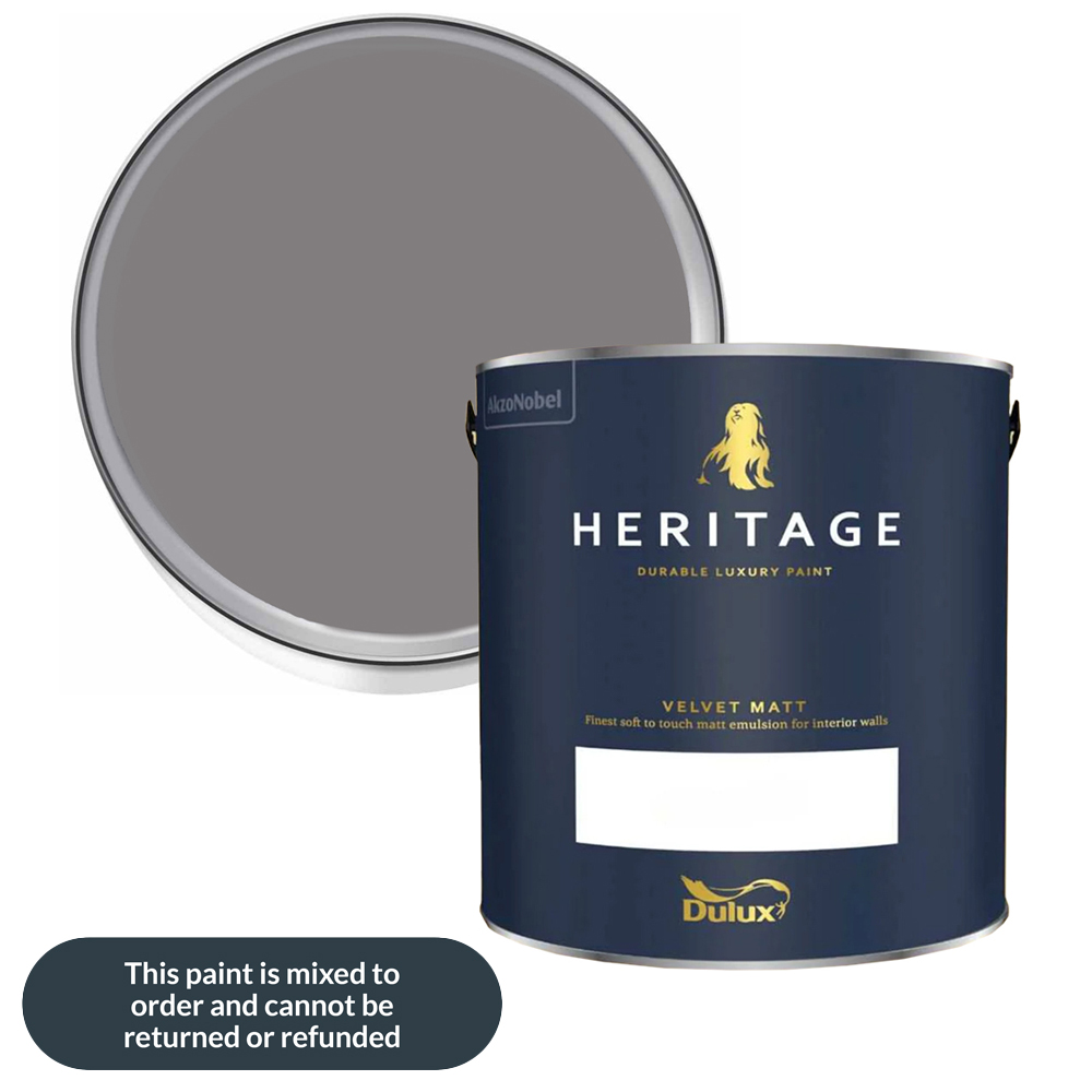 Dulux Heritage Walls and Ceilings Mauve Mist Velvet Matt Emulsion Paint 2.5L Image 1