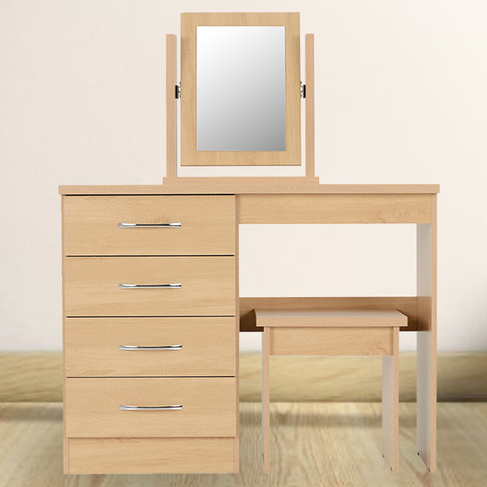 Seconique Nevada Sonoma Oak Effect Dressing Table Set with Mirror Image 1