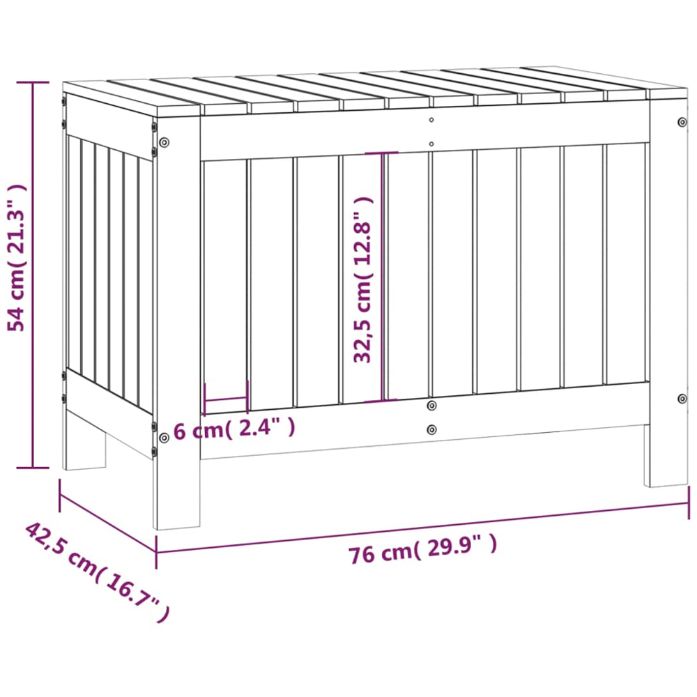 vidaXL 54 x 76 x 42.5cm White Pine Wood Garden Storage Box Image 9